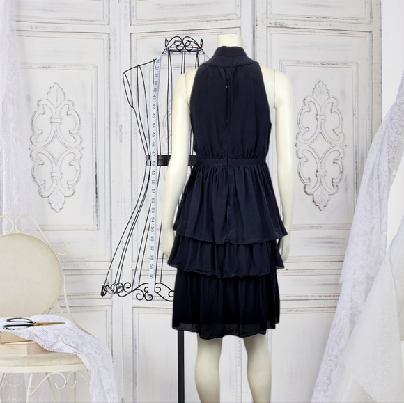 Massimo Dutti Silk Black Ruffle Dress ZARA - Picture 4 of 6